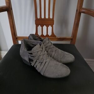 Strappy Gray Women's Ankle Booties
